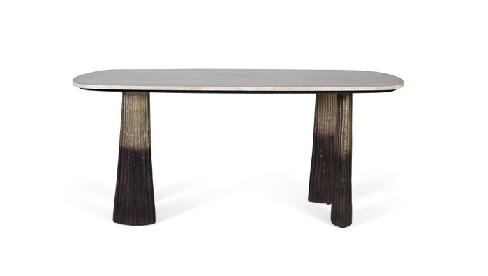 GINER Y COLOMER Mesa de Comedor Ovalada de Mármol Beige 180 cm